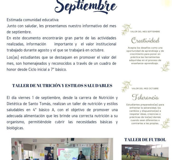 INFORMATIVO DEL MES SEPTIEMBRE