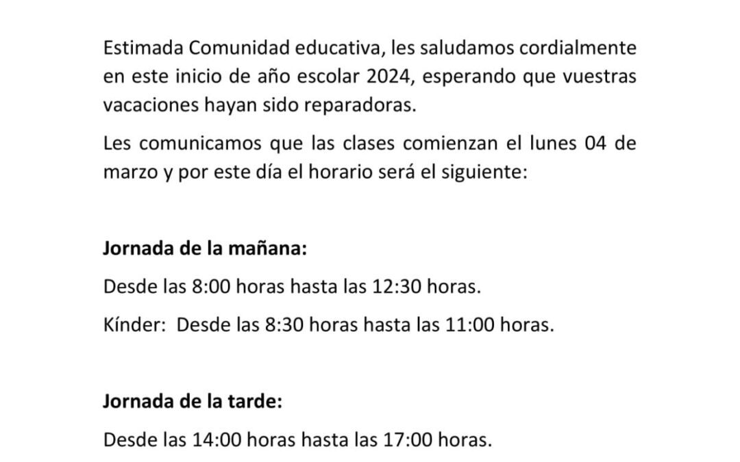 Inicio año escolar 2024